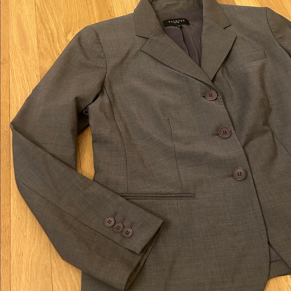 Talbots Wool Blend Three Button Lined Gray Blazer… - image 8